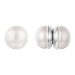 Vogem Magnet Ohrringe Damen 10mm Perlen Magnetische Ohrringe Ohne Ohrlöcher Perle Ohrclips Weißgold Plattiert Modeschmuck von VOGEM
