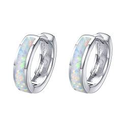 Vogem Opal Ohrringe Creolen Silber Damen Kleine Creolen Opal Ohrringe für Mädchen Antiallergische Opal Schmuck Geschenke von VOGEM