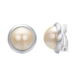Vogem Perle Ohrclips Damen Ohne Ohrlöcher Runde Süßwasserperle Clip Ohrringe für Frauen Mädchen Hypoallergener Schmuck von VOGEM