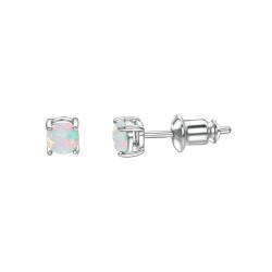 Vogem Weiß Opal Ohrstecker für Damen Mädchen Feueropal Ohrstecker Damen Kleine Created Opal Ohrstecker Geburtsstein Schmuck von VOGEM