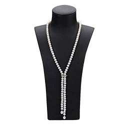 VOGGWBMQ 900 mm echte lange Perlenkette for Frauen, verstellbare 9-10 mm Größe Braut natürliche Süßwasserperlenkette Schmuck erfüllen (Color : 120, Size : Multi pearl) von VOGGWBMQ