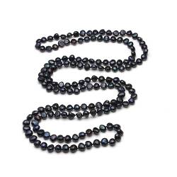 VOGGWBMQ Schöne 120 cm Damen lange Halskette, schwarz grau weiß barocke Perlen Perlenkette Damen erfüllen (Size : White) von VOGGWBMQ