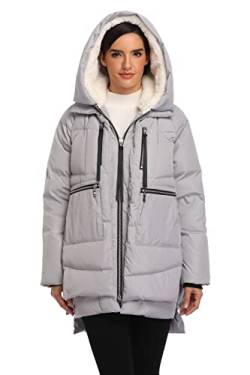 VOGMATE Damen Daunenjacke mit Kapuze Winter Dicke warme Daunenjacke Winddichter Mantel für Damen,Grau S von VOGMATE