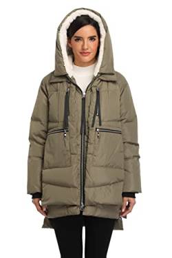 VOGMATE Damen Daunenjacke mit Kapuze Winter Dicke warme Daunenjacke Winddichter Mantel für Damen,Grün M von VOGMATE