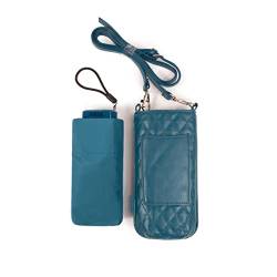 Micromini-Faltregenschirm für Frauen VOGUE, elegant, schlank und ultraleicht. Mit Smartphone-Tasche. Ideal als Geschenk. Winddichtes System (Wind Proof), UV-Sonnenschutz. (Blau) von VOGUE