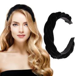 Schwarzes Stirnband, geflochtene Stirnbänder für Damenhaar, breite Haarbänder für Damen, modisches Samt-Stirnband, niedlicher Haarschmuck für Frauen und Mädchen… von VOGVOR