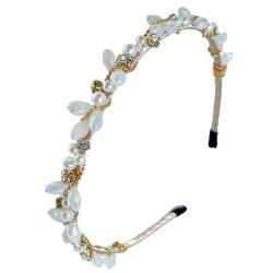 Strass-Stirnbänder, weißes, glänzendes Kristall-Stirnband, glänzende Haarbänder, glitzernde Haarbänder mit Perlen für Frauen und Mädchen von VOGVOR
