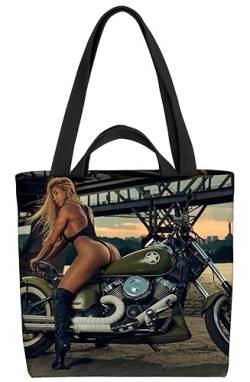 VOID Blondine Motorrad Frau Sexy Tasche 33x33x14cm,15l Einkaufs-Beutel Shopper Einkaufs-Tasche Bag von VOID