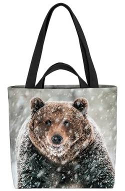 VOID Braunbär Bär Grizzly Wald Winter Tasche 33x33x14cm,15l Einkaufs-Beutel Shopper Einkaufs-Tasche Bag von VOID