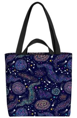 VOID Bunte Sterne Kosmos Wirbel Tasche 33x33x14cm,15l Einkaufs-Beutel Shopper Einkaufs-Tasche Bag von VOID