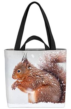 VOID Eichhörnchen Winter Schnee Tasche 33x33x14cm,15l Einkaufs-Beutel Shopper Einkaufs-Tasche Bag von VOID