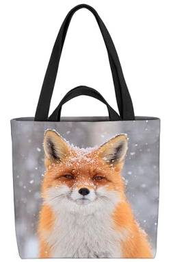 VOID Fuchs Schnee Rotfuchs Winter Tier Tasche 33x33x14cm,15l Einkaufs-Beutel Shopper Einkaufs-Tasche Bag von VOID