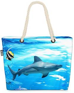 VOID Haifisch Meer Hai Strandtasche Shopper 58x38x16cm 23L XXL Einkaufstasche Tasche Reisetasche Beach Bag von VOID