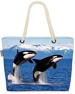 VOID Killer Wal Orca Meer Strandtasche Shopper 58x38x16cm 23L XXL Einkaufstasche Tasche Reisetasche Beach Bag von VOID