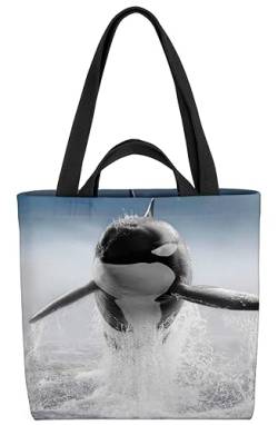 VOID Killerwal Wal Meer Ozean Willy Tasche 33x33x14cm,15l Einkaufs-Beutel Shopper Einkaufs-Tasche Bag von VOID