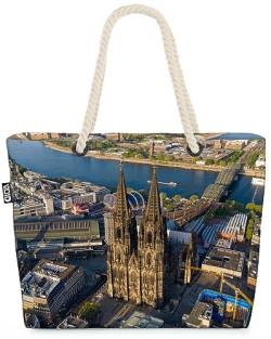 VOID Kölner Dom Stadt Kölsch Strandtasche Shopper 58x38x16cm 23L XXL Einkaufstasche Tasche Reisetasche Beach Bag von VOID