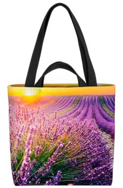VOID Landschaft Blumen Lavendel Blumenmuster Tasche 33x33x14cm,15l Einkaufs-Beutel Shopper Einkaufs-Tasche Bag von VOID