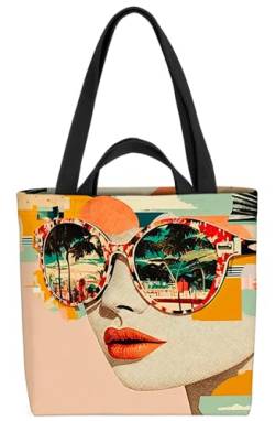 VOID Retro Frau Sonnenbrille Amerika Tasche 33x33x14cm,15l Einkaufs-Beutel Shopper Einkaufs-Tasche Bag von VOID