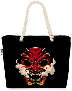 VOID Samurai Teufel Maske Strandtasche Shopper 58x38x16cm 23L XXL Einkaufstasche Tasche Reisetasche Beach Bag von VOID