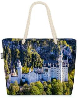 VOID Schloss Neuschwanstein Strandtasche Shopper 58x38x16cm 23L XXL Einkaufstasche Tasche Reisetasche Beach Bag von VOID