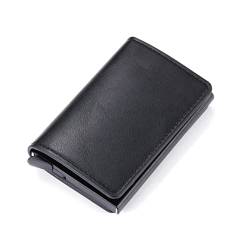 VOIV Herren Smart Wallet Holder Frauen Kleine Geldbörse Bank Ausweis Kartenhalter Metall Dünne Hülle Schwarz PU Leder Karten Clip Tasche von VOIV