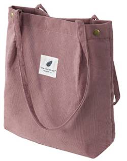 VOKUVIKU Umhängetasche Damen Groß Schule Shopper Beutel tasche Cord Tasche Gross Jutebeutel Bedruckt Stofftasche Baumwolltasche XXl Vintage Tragetasche Einkaufstasche, 001 Rosa von VOKUVIKU