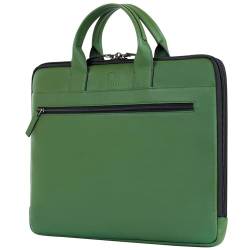 VON HEESEN Leder Aktentasche Laptoptasche bis 16 Zoll aus hochwertigem Nappa-Leder (Grün) von VON HEESEN