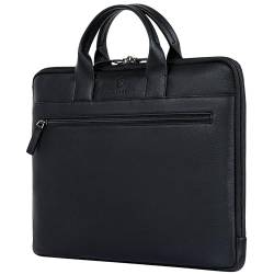 VON HEESEN Leder Aktentasche Laptoptasche bis 16 Zoll aus hochwertigem Nappa-Leder (Schwarz) von VON HEESEN