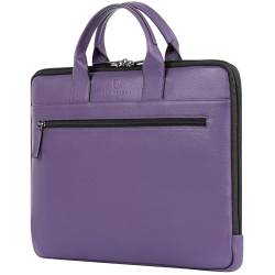 VON HEESEN Leder Aktentasche Laptoptasche bis 16 Zoll aus hochwertigem Nappa-Leder (Violet) von VON HEESEN