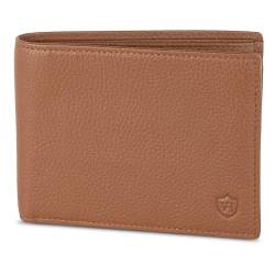 VON HEESEN Leder Geldbörse RFID Schutz I Echtleder Geldbeutel für Damen & Herren I Portemonnaie Brieftasche Wallet Portmonee (Cognac-Braun) von VON HEESEN