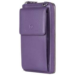 VON HEESEN Leder Geldbörse mit Handyfach für Damen (Violet) von VON HEESEN