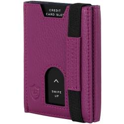 VON HEESEN Leder Slim Wallet - Geldbeutel mit RFID Schutz - Mini Geldbörse für Herren und Damen - Kartenetui Echtleder Karten Portemonnaie klein - Kreditkartenetui Pink von VON HEESEN