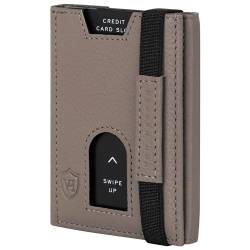 VON HEESEN Leder Slim Wallet - Geldbeutel mit RFID Schutz - Mini Geldbörse für Herren und Damen - Kartenetui Echtleder Karten Portemonnaie klein - Kreditkartenetui Taupe von VON HEESEN