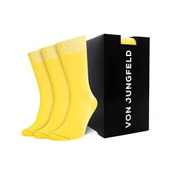 VON JUNGFELD® - 3er Set Herren Socken - Strümpfe aus Bio Baumwolle - hochwertige Herrensocken Gr. 43-46 gelb von VON JUNGFELD