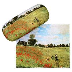 VON LILIENFELD Brillenetui Claude Monet: Mohnblumenfeld Blumen Kunst Motiv Etui Brille Mikrofaser Brillenputztuch Brillenbox Stabiles Hardcase Set mit Stoff bezogen von VON LILIENFELD