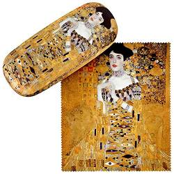 VON LILIENFELD Brillenetui Gustav Klimt Adele Kunst Motiv Etui Brille Mikrofaser Brillenputztuch Brillenbox Stabiles Hardcase Set mit Stoff bezogen von VON LILIENFELD