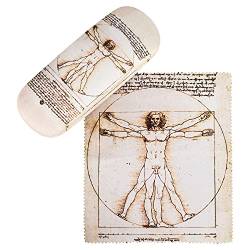 VON LILIENFELD Brillenetui Leonardo da Vinci: Der vitruvianische Mensch Kunst Motiv Etui Brille Mikrofaser Brillenputztuch Brillenbox Stabiles Hardcase Set mit Stoff bezogen von VON LILIENFELD