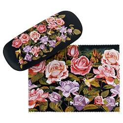 VON LILIENFELD Brillenetui Rosengarten Blumen Blüten Motiv Etui Brille Mikrofaser Brillenputztuch Brillenbox Stabiles Hardcase Set mit Stoff bezogen von VON LILIENFELD