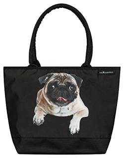 VON LILIENFELD Handtasche Mops Hund Motiv Shopper Maße L42 x H30 x T15 cm Strandtasche Henkeltasche Büro von VON LILIENFELD