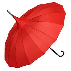 VON LILIENFELD Regenschirm Hochzeitsschirm Sonnenschirm Stabil Stockschirm Pagode Charlotte rot von VON LILIENFELD