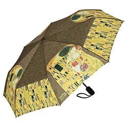 VON LILIENFELD Regenschirm Taschenschirm Gustav Klimt Der Kuss Windfest Auf-Zu-Automatik Stabil Kompakt Leicht Kunst von VON LILIENFELD