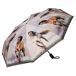 VON LILIENFELD Regenschirm Taschenschirm Wildpferde Windfest Auf-Zu-Automatik Kompakt Stabil Leicht von VON LILIENFELD