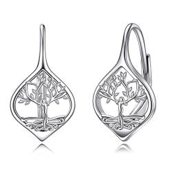 925 Sterling Silber Baum des Lebens Ohrringe Leverback Schmuck für Damen Mädchen (Baum des Lebens) von VONALA