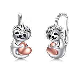 925 Sterling Silber Faultier Ohrringe Leverback Schmuck für Damen Mädchen von VONALA