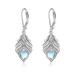 Blatt Mondstein Leverback Ohrringe für Frauen 925 Sterling Silber Blatt Tropfen baumeln Ohrringe Schmuck für Frauen Teenager von VONALA