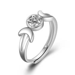 Dreifacher Mond Verstellbarer Ring Sterling Silber Mond offener Ring Himmelsschmuck für Frauen von VONALA