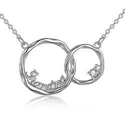 Geschenke f¨¹r Oma 925 Sterling Silber Interlocking Double Circles Halskette f¨¹r Gro?mutter Geburtstagsgeschenke von VONALA