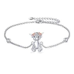 Highland Cow Armband Sterling Silber Niedlicher Kuhschmuck Tiergeschenke für Frauen Mädchen von VONALA