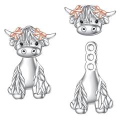 Highland Cow Ohrringe Ohrstecker Sterling Silber Baumeln Schmuck Tier Geschenk Geburtstag für Frauen von VONALA