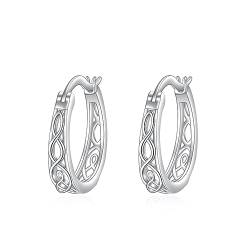 Keltische Hoop Ohrringe Sterling Silber Keltischer Knoten Hohlgeschnitzt Entwurf Umarmung Ohrringe Irischer Schmuck für Frauen von VONALA